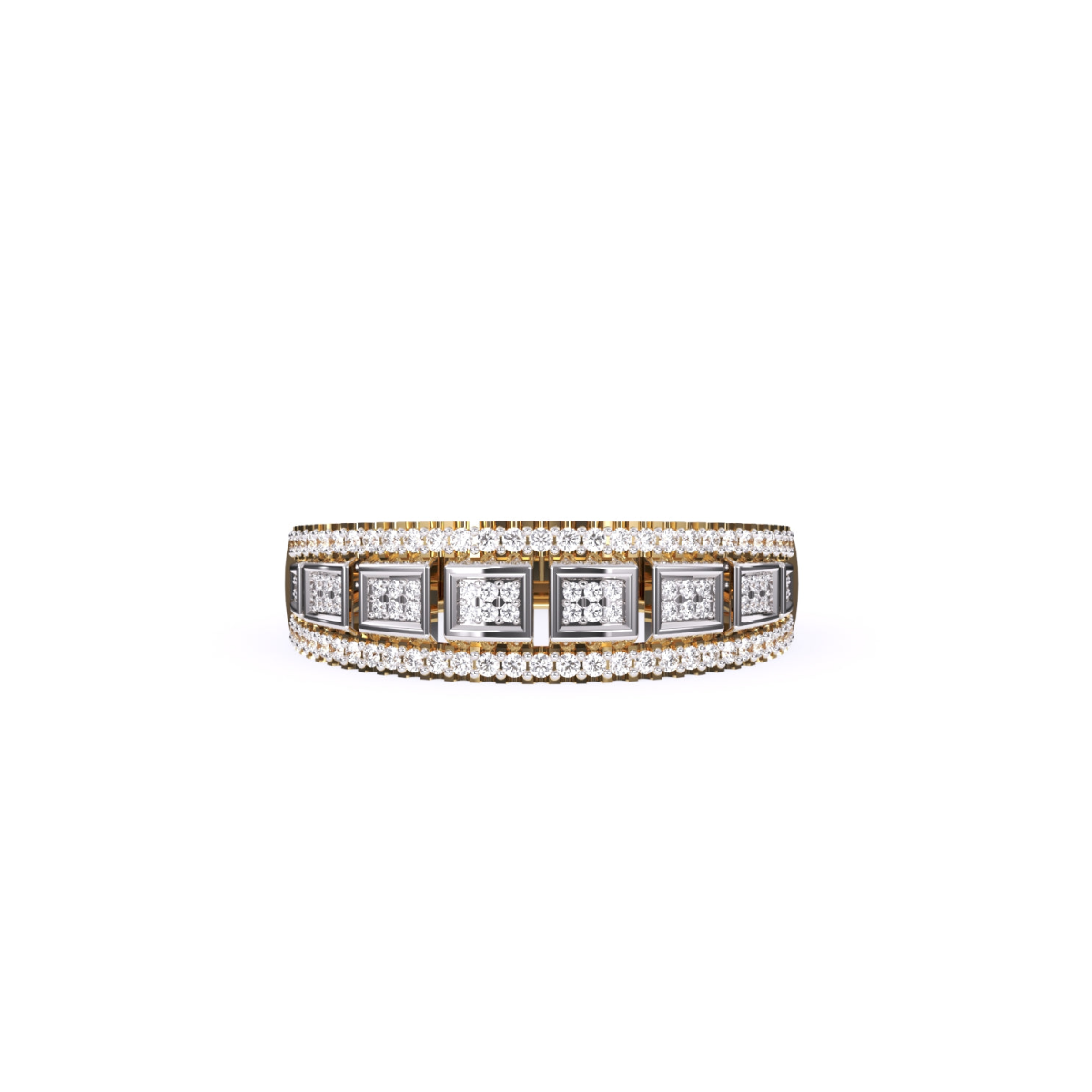 Two Tone Diamond Cluster Lavish Band